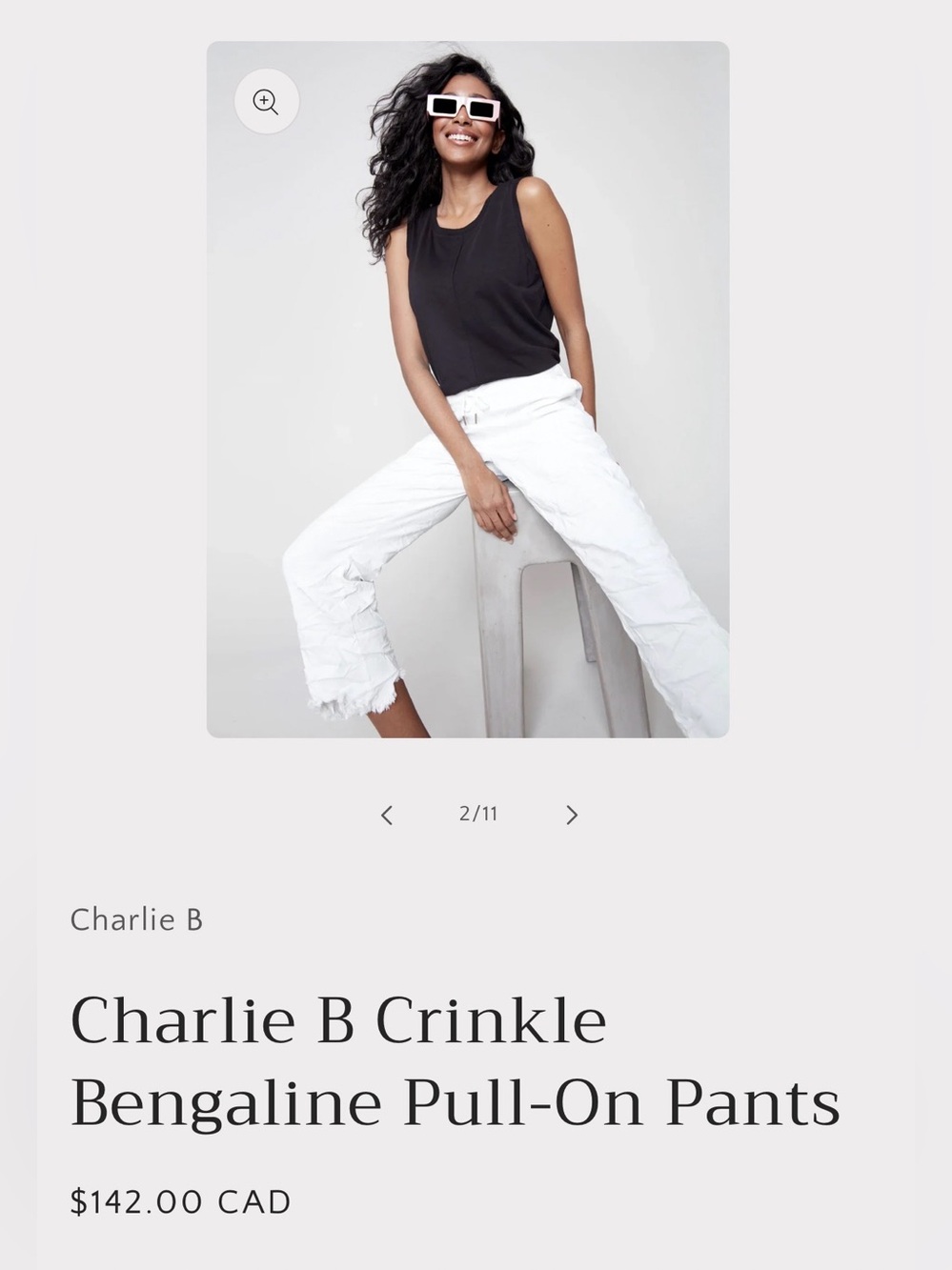 S L⭐️NWT Charlie B Bengaline Crinkle Elastic Drawstring Shark Bite Hem Crop Pant